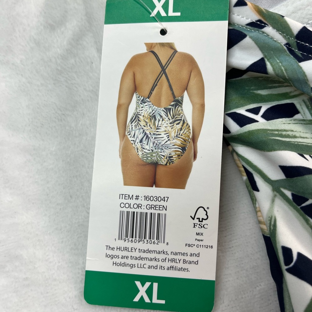 NWT HURLEY XL Womens Swim 1-Piece Tropical Green UPF 50+ - Picture 10 of 13